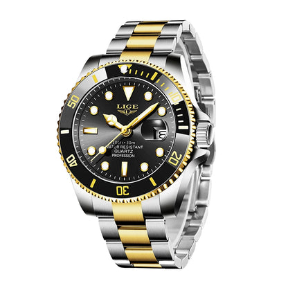 LIGE 10045 Submariner 30ATM Fashion Diver Watch