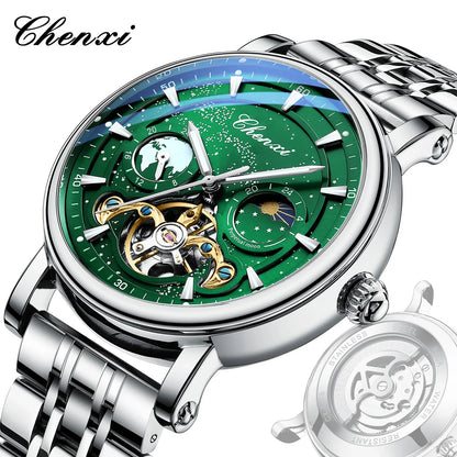 CHENXI 8872 Skeleton Moonphase Mechanical Watch