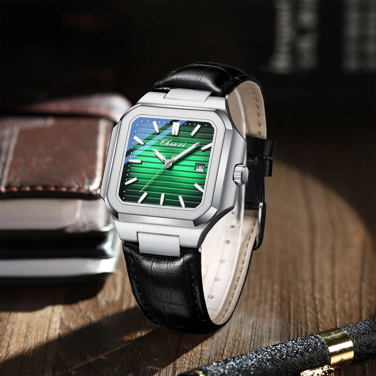CHENXI Elegant Square Dial Leather