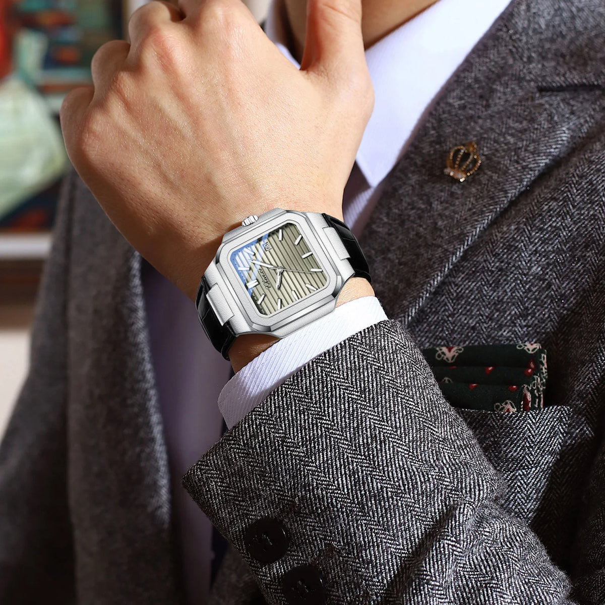 CHENXI Elegant Square Dial Leather