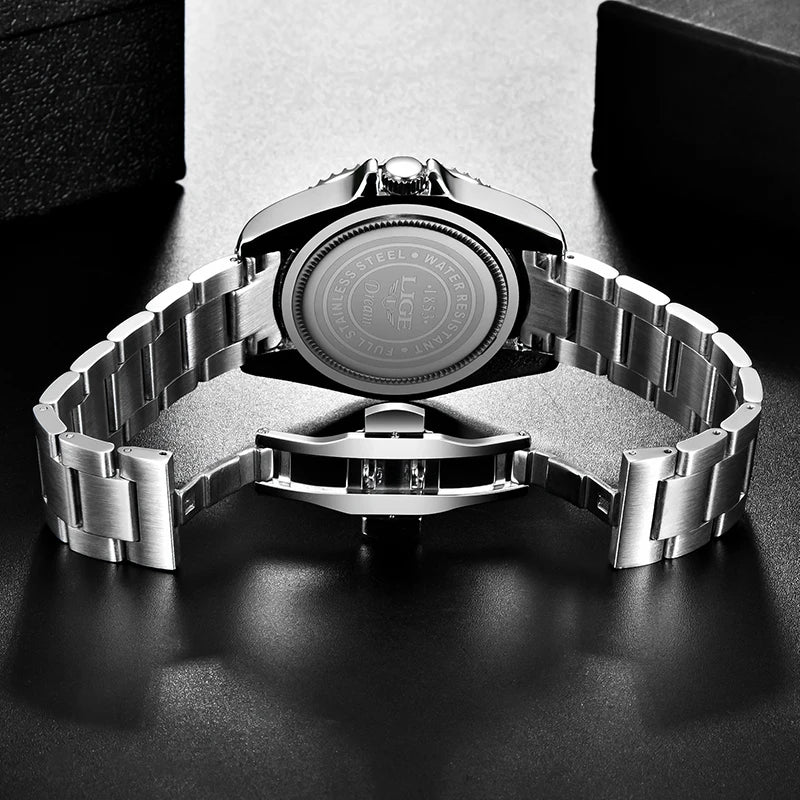 LIGE 10045 Submariner 30ATM Fashion Diver Watch