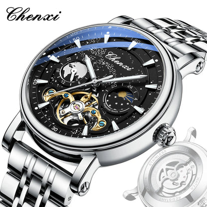 CHENXI 8872 Skeleton Moonphase Mechanical Watch