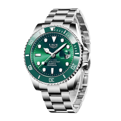 LIGE 10045 Submariner 30ATM Fashion Diver Watch